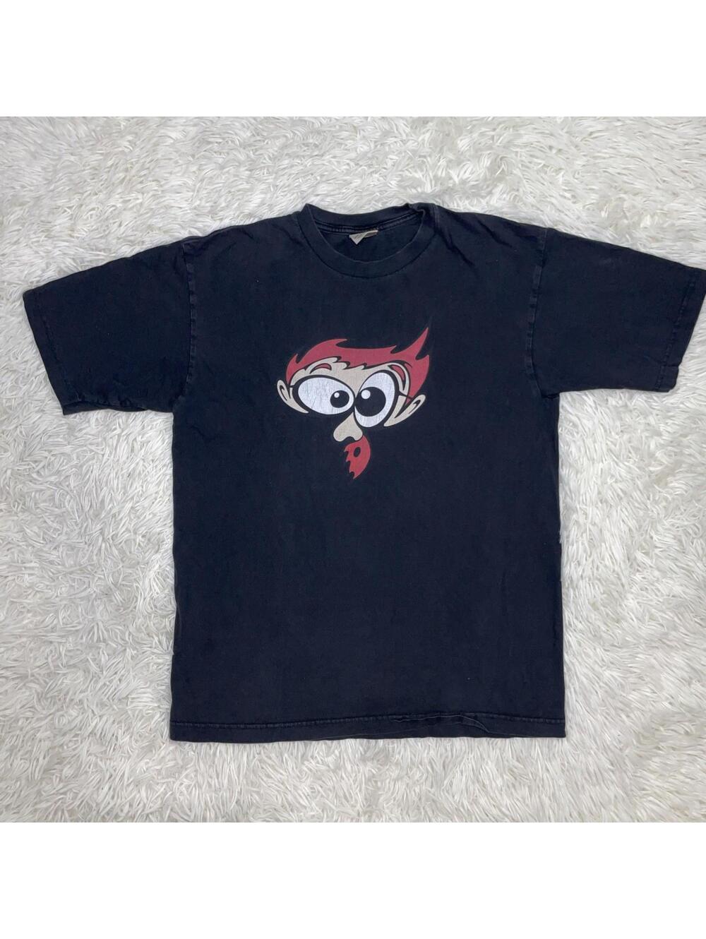 CYGNUS Men’s Black Graphic T-Shirt Red Haired Bearded Fireball Tim Tee Size M